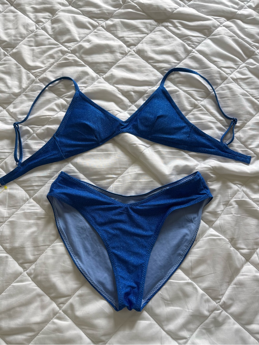 Shimmer Royal Blue Triangle Bikini Set